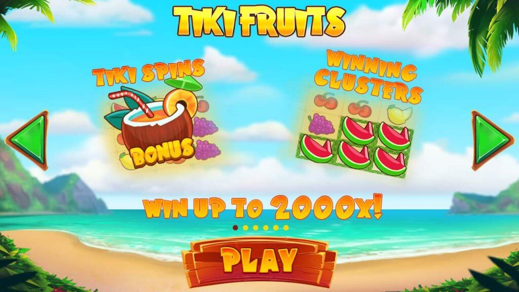 Vind op til 2000x din indsats i den nye Tiki Fruits spilleautomat